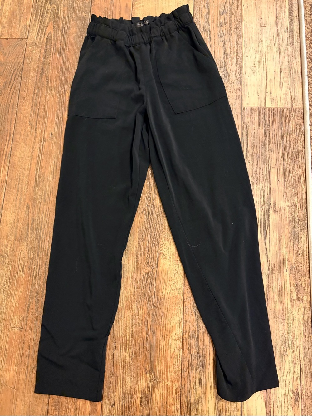 2/$30 Dynamite Black Paperbag-Waist Trousers with Pockets